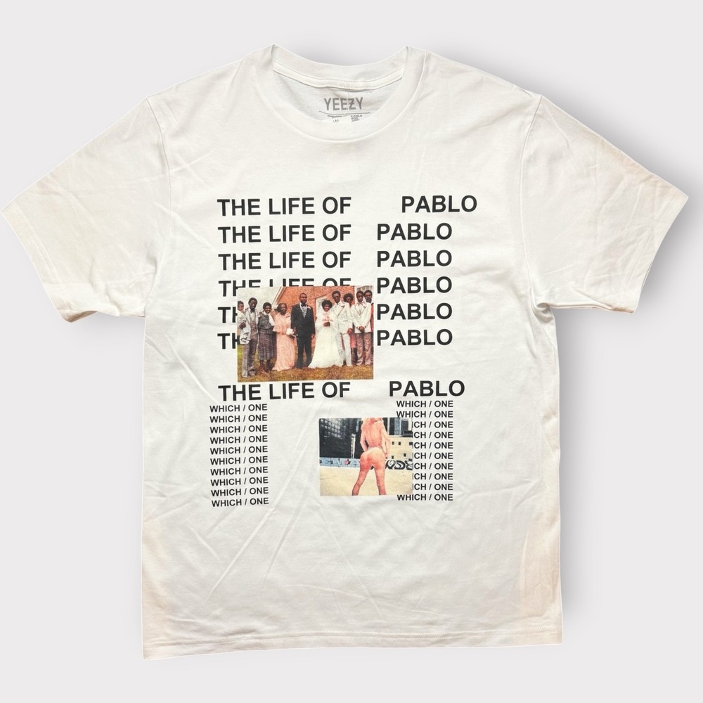 Yeezy Kanye West The Life of Pablo TLOP Which One White Graphic T-Shirt Medium